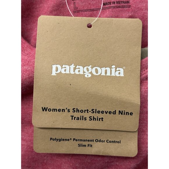 NWT! Patagonia Women’s Large Short Sleeve Nine Trails Shirt Craft Pink - Picture 7 of 14